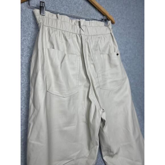 90s Zara High Waist Paper Bag Wide Leg Faux Leather Pants Womens Size 8 Oversize - Picture 7 of 12